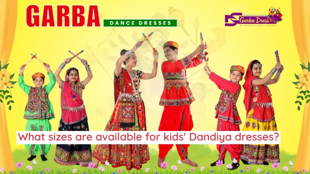 What sizes are available for kids' Dandiya dresses